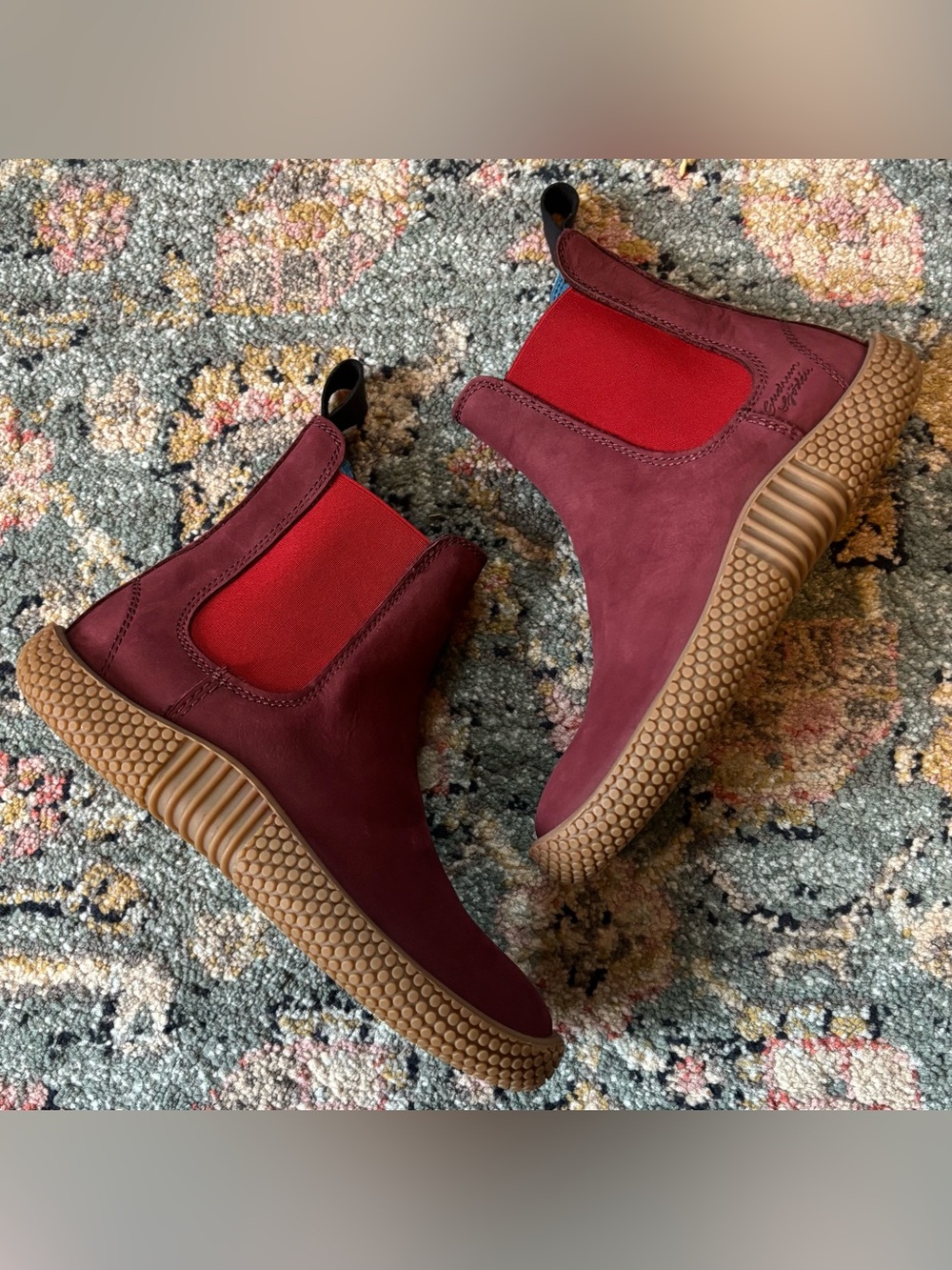 Gudrun Sjoden Nubuck Leather Chelsea Ankle Boots Beet Red Sz 36 6